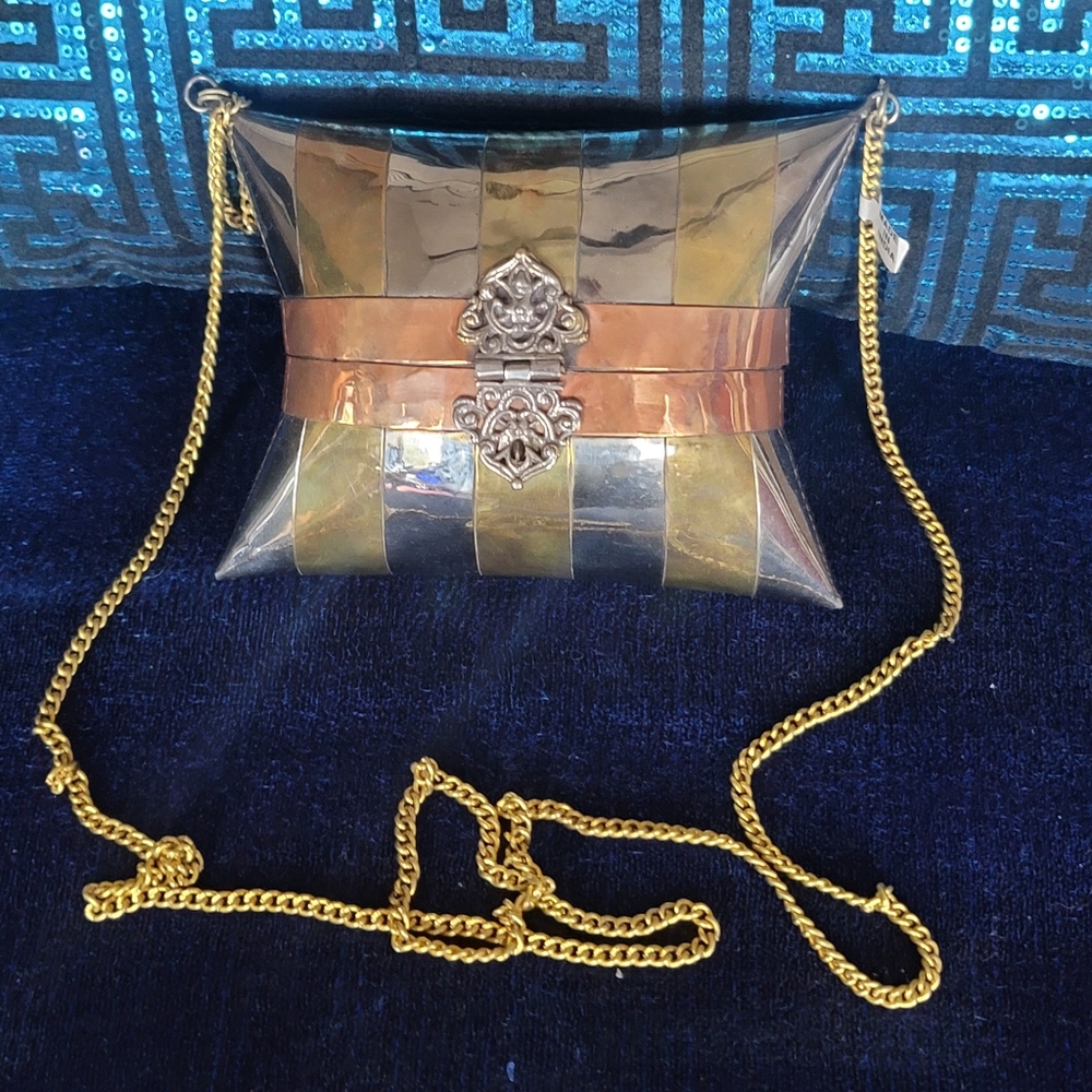 VINTAGE Unique Super Fab Small Multi metal Brass Bag